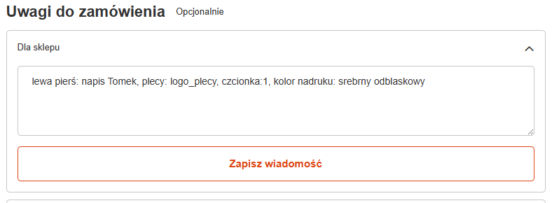 przykładowa notatka do zamówenia