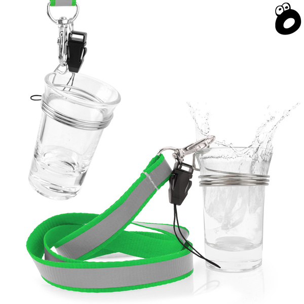 Zestaw imprezowy smycz odblaskowa ZIELONA z kieliszkiem szklanym