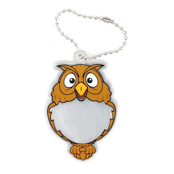 Zawieszka odblaskowa na łańcuszku - SOWA KOLOROWA