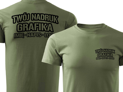 Khaki męska koszulka T-shirt z własnym nadrukiem