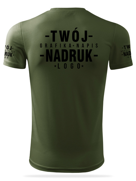 Termoaktywna koszulka outdoorowa z własnym nadrukiem - kolor khaki
