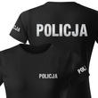 Koszulka damska T-shirt, kolor czarny, nadruk odblaskowy POLICJA