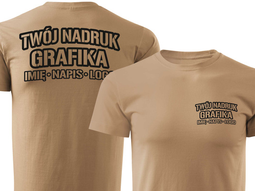 Piaskowa męska koszulka T-shirt z własnym nadrukiem