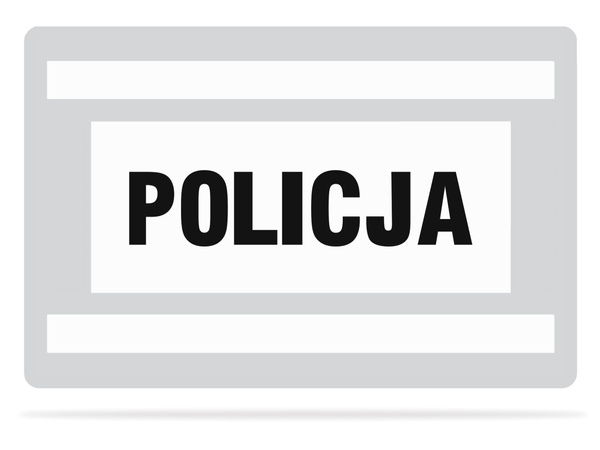 Nadruk POLICJA umieszczony na opasce SZYBKIEGO ROZPOZNANIA