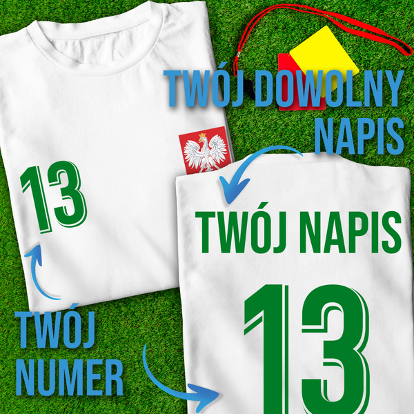 Bawełniana koszulka męska T-shirt z TWOIM NAPISEM I NUMEREM