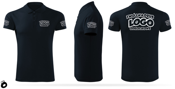 Termoaktywna męska koszulka polo z własnym nadrukiem - kolor granatowy