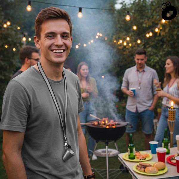 Zestaw imprezowy smycz odblaskowa CZARNA z kieliszkiem metalowym