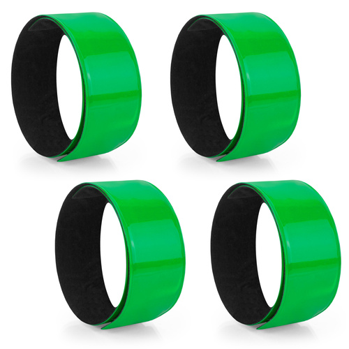 Komplet odblaskowych opasek samozaciskowych - 4 sztuki kolor zielony