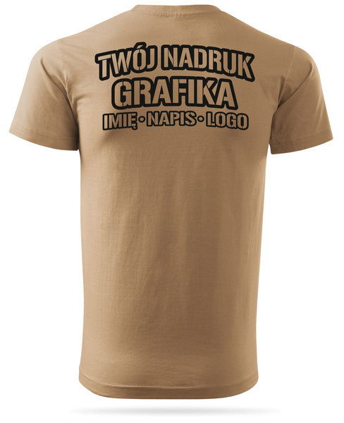 Piaskowa męska koszulka T-shirt z własnym nadrukiem 