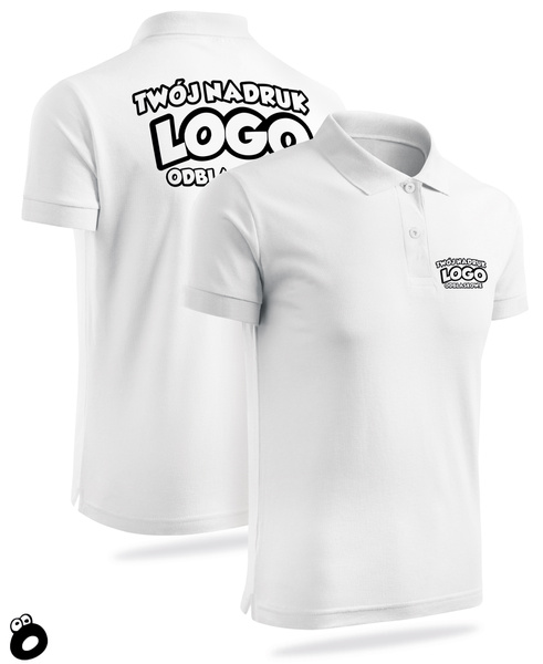 Bawełniana męska koszulka polo z własnym nadrukiem - kolor biały