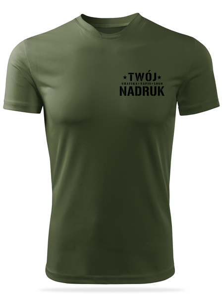 Termoaktywna koszulka outdoorowa z własnym nadrukiem - kolor khaki