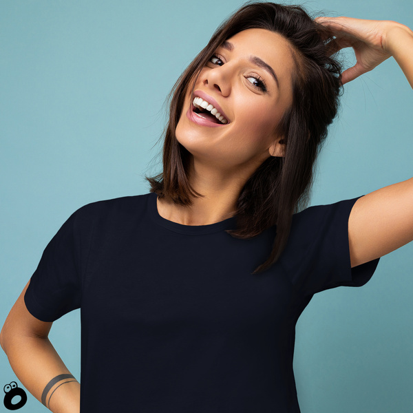 Damska koszulka bawełniana T-shirt - kolor granatowy