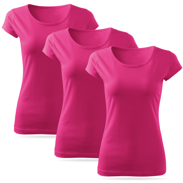 Zestaw 3 sztuk damskich koszulek bawełnianych - kolor różowy