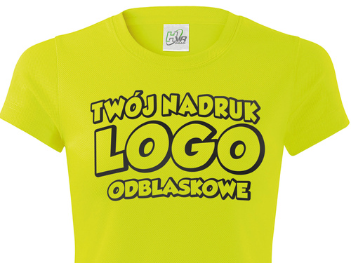 Żółta damska koszulka termoaktywna z własnym nadrukiem