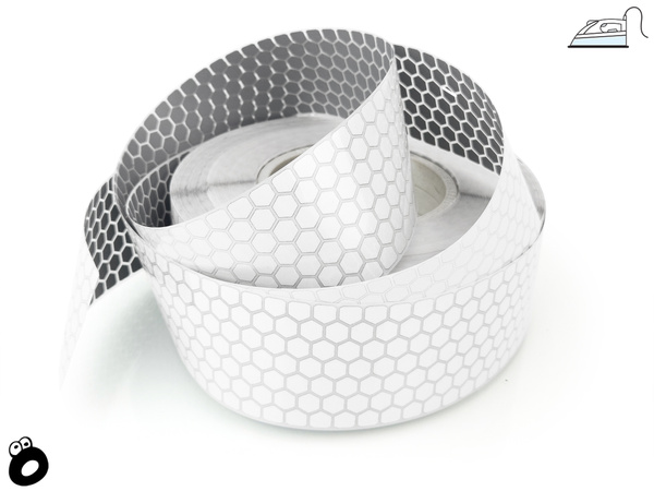 Odblaskowa taśma do wprasowania srebrna plaster miodu 5 cm / 5 mb.