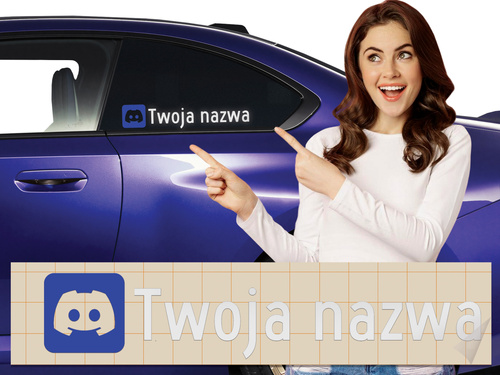 Naklejka z logiem DISCORD i Twoją nazwą social mediów - srebrny odblask