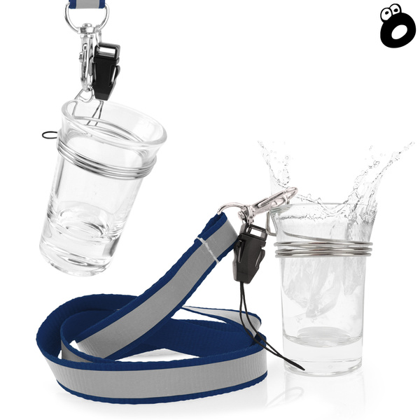 Zestaw imprezowy smycz odblaskowa GRANATOWA z kieliszkiem szklanym