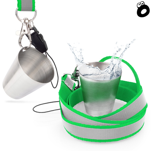 Zestaw imprezowy smycz odblaskowa ZIELONA z kieliszkiem metalowym