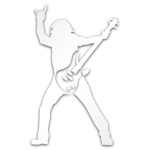 GITARZYSTA odblaskowa naklejka na auto srebrna