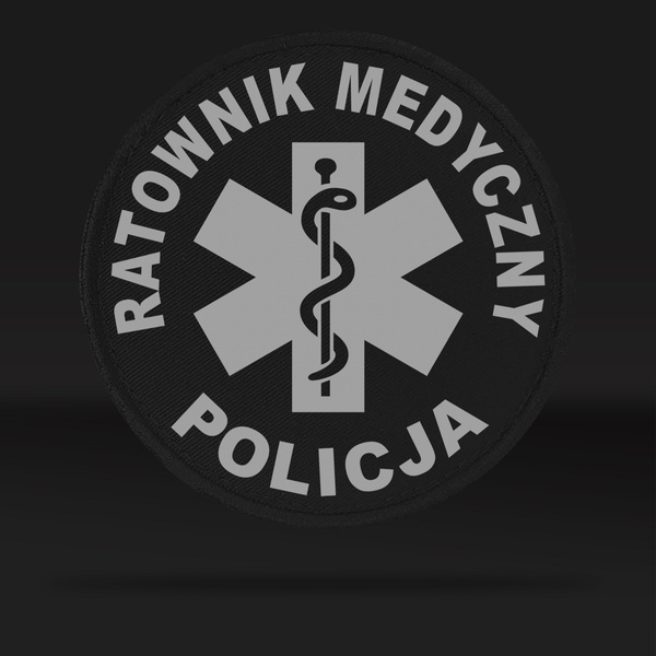 POLICJA RATOWNIK MEDYCZNY naszywka odblaskowa z eskulapem