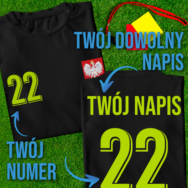 Bawełniana koszulka męska T-shirt z TWOIM NAPISEM I NUMEREM