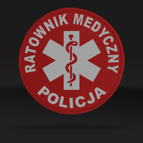 POLICJA RATOWNIK MEDYCZNY naszywka odblaskowa z eskulapem