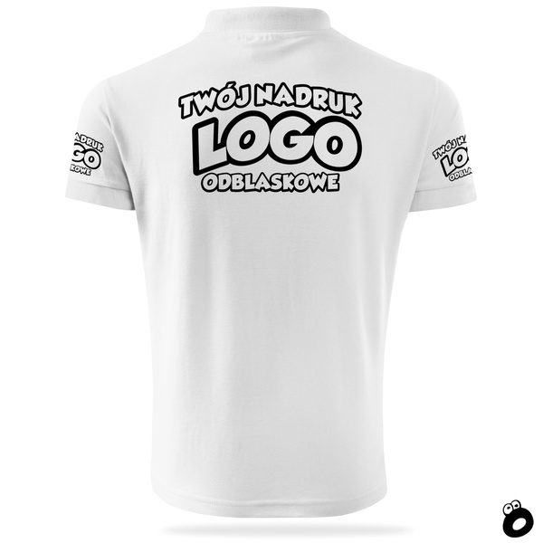 Bawełniana męska koszulka polo z własnym nadrukiem - kolor biały