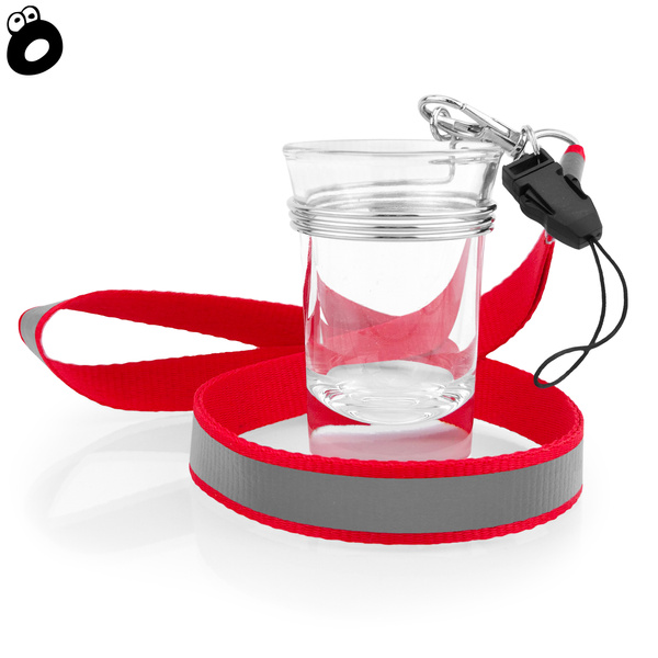 Zestaw imprezowy smycz odblaskowa CZERWONA z kieliszkiem szklanym