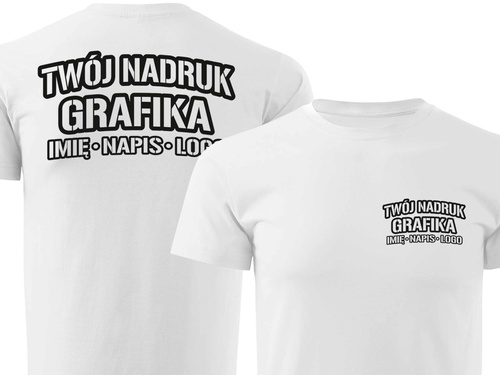 Biała męska koszulka T-shirt z własnym nadrukiem 