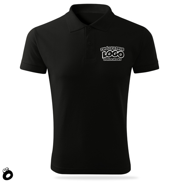 Bawełniana męska koszulka polo z własnym nadrukiem - kolor czarny