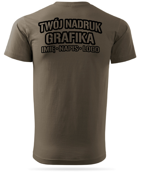 Brązowa męska koszulka T-shirt z własnym nadrukiem 