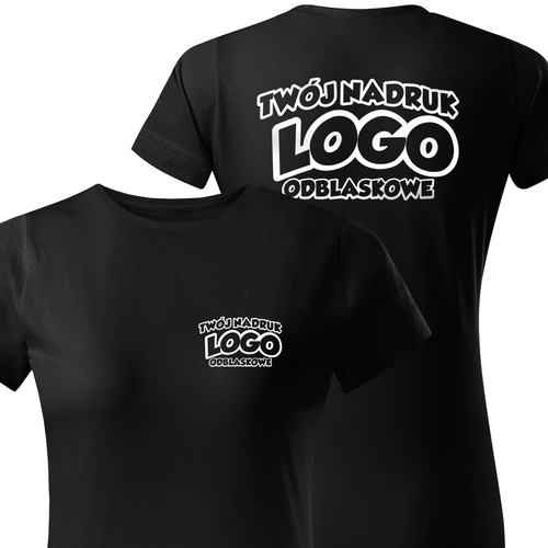 Damska bawełniana koszulka T-shirt z własnym nadrukiem - kolor czarny