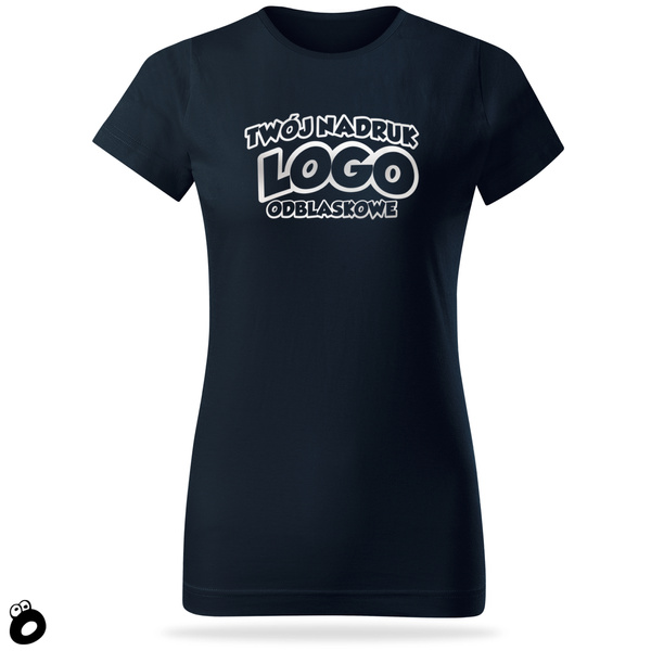 Damska bawełniana koszulka T-shirt z własnym nadrukiem - kolor granatowy