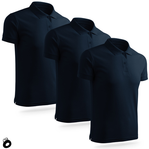 Zestaw 3 sztuk męskich koszulek bawełnianych polo - kolor granatowy
