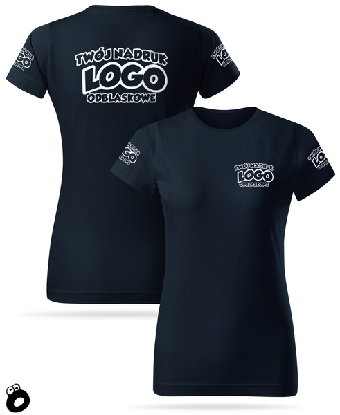 Damska bawełniana koszulka T-shirt z własnym nadrukiem - kolor granatowy