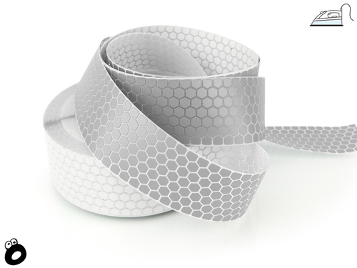 Odblaskowa taśma do wprasowania srebrna plaster miodu 5 cm / 10 mb.