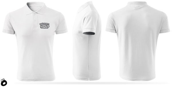 Bawełniana męska koszulka polo z własnym nadrukiem - kolor biały