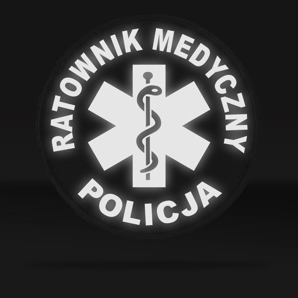 POLICJA RATOWNIK MEDYCZNY naszywka odblaskowa z eskulapem