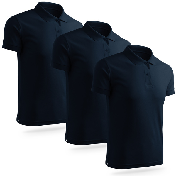 Zestaw 3 sztuk męskich koszulek bawełnianych polo - kolor granatowy
