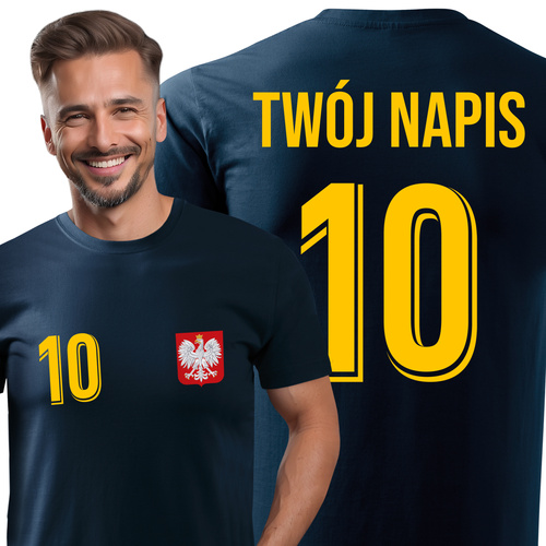 Bawełniana koszulka męska T-shirt z TWOIM NAPISEM I NUMEREM