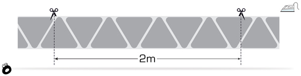 Odblaskowa taśma do wprasowania srebrna w trójkąty 5 cm / 2 mb.