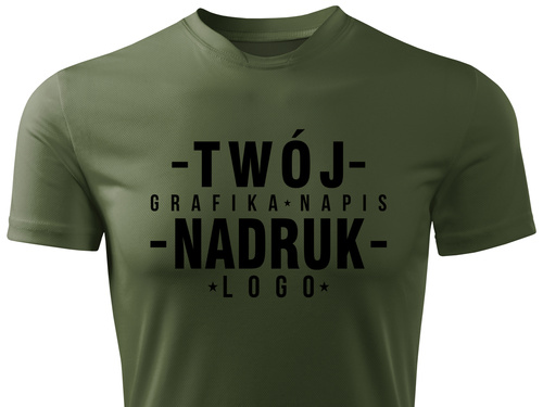 Termoaktywna koszulka outdoorowa z własnym nadrukiem - kolor khaki