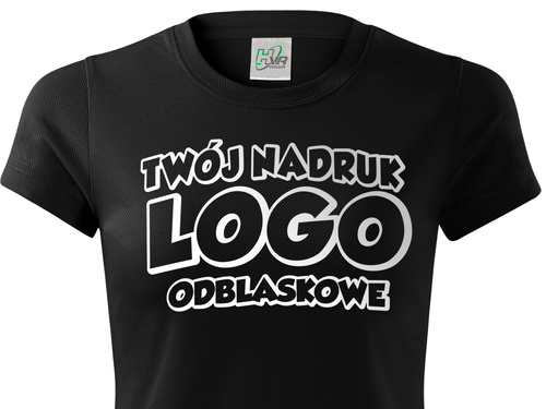 Czarna damska koszulka termoaktywna z własnym nadrukiem
