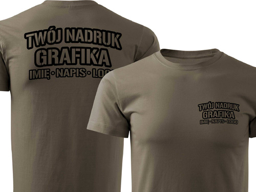 Brązowa męska koszulka T-shirt z własnym nadrukiem