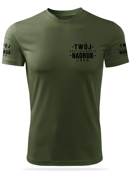 Termoaktywna koszulka outdoorowa z własnym nadrukiem - kolor khaki