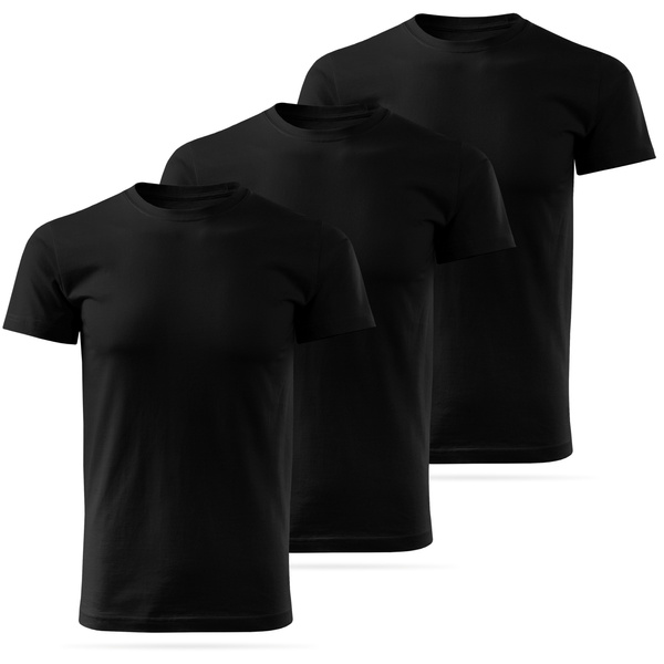 Zestaw 3 sztuk męskich koszulek bawełnianych T-shirt - czarnych