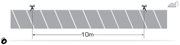Odblaskowa taśma do wprasowania srebrna skos szeroki 5 cm / 10 mb.