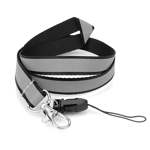 Smycz odblaskowa z karabińczykiem i sznureczkiem - czarna