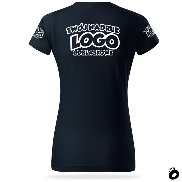 Damska bawełniana koszulka T-shirt z własnym nadrukiem - kolor granatowy