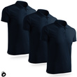 Zestaw 3 sztuk męskich koszulek bawełnianych polo - kolor granatowy